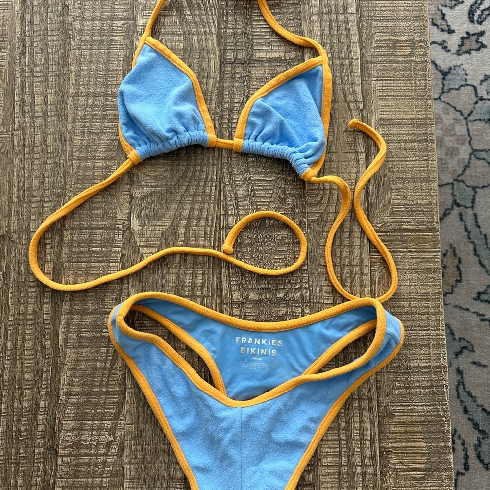 Frankie's Bikinis Tia Terry Triangle Bikini Set - Bluebird